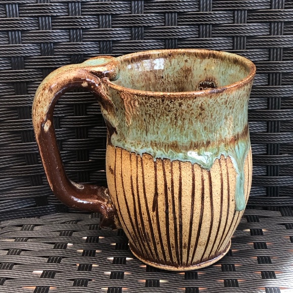 Drippy Mug in Tortoise Splash Glaze MazMar Studio Art Pottery - Picture 3 of 10